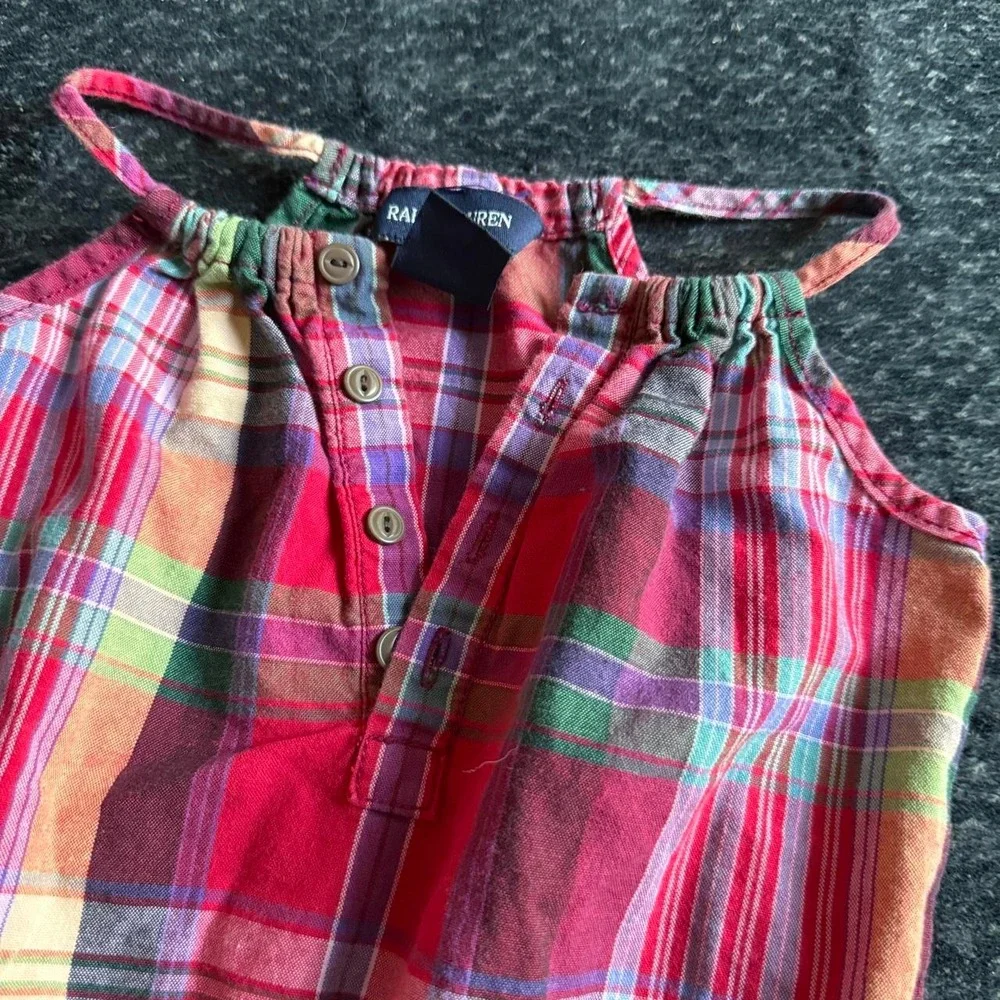Ralph Lauren Girls 2/2T Plaid Sleeveless Romper